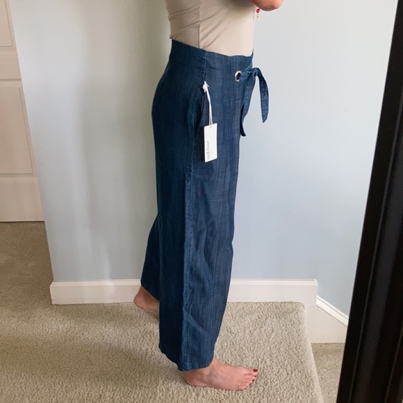 Wide Leg Chambray Denim Pants - Picture 6 of 12